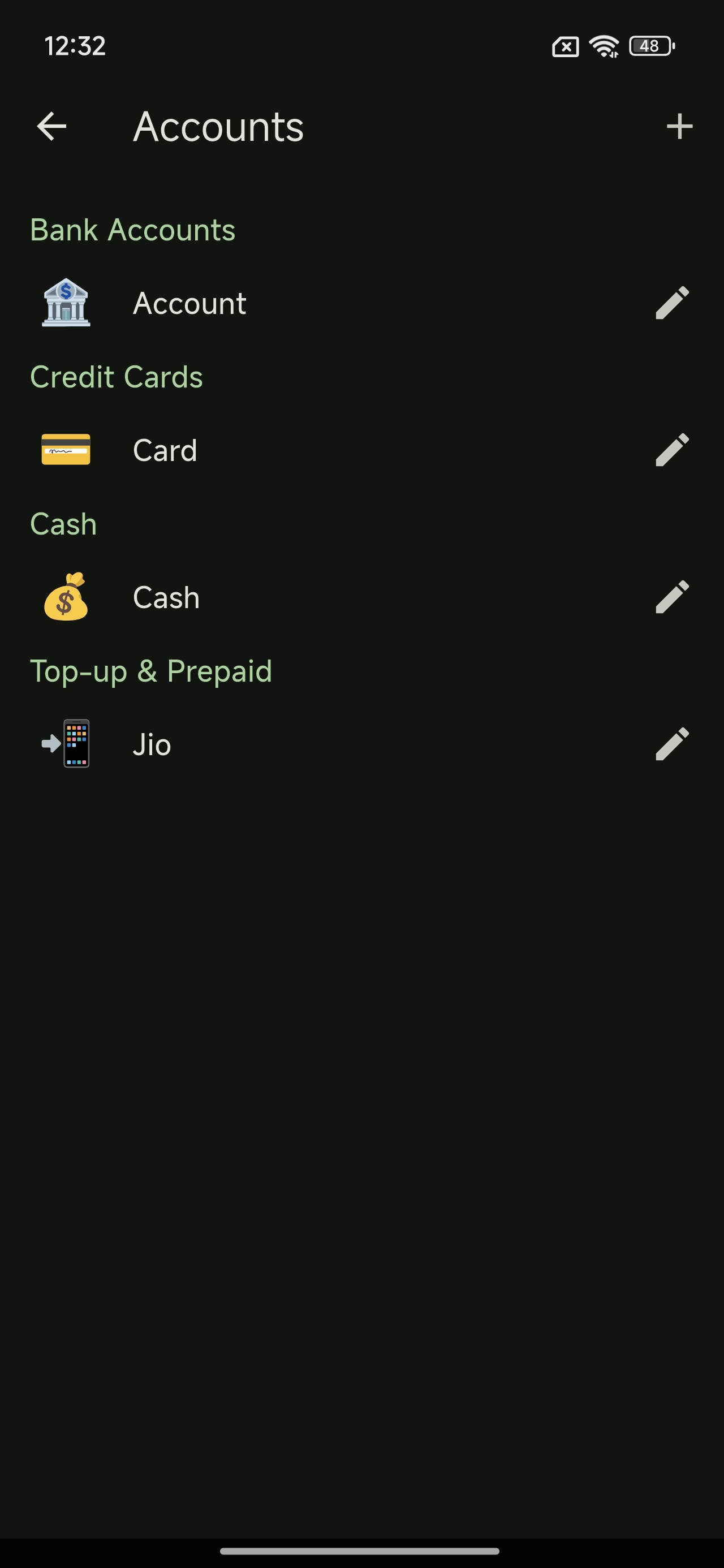 account screen