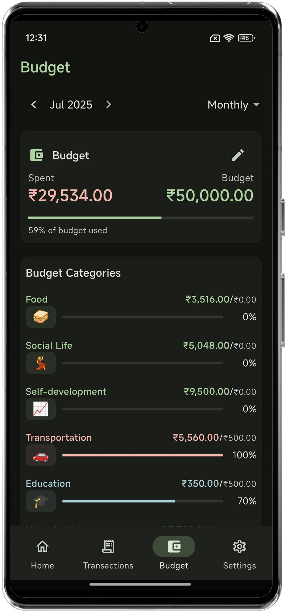 Moneyxpert App Main Screen