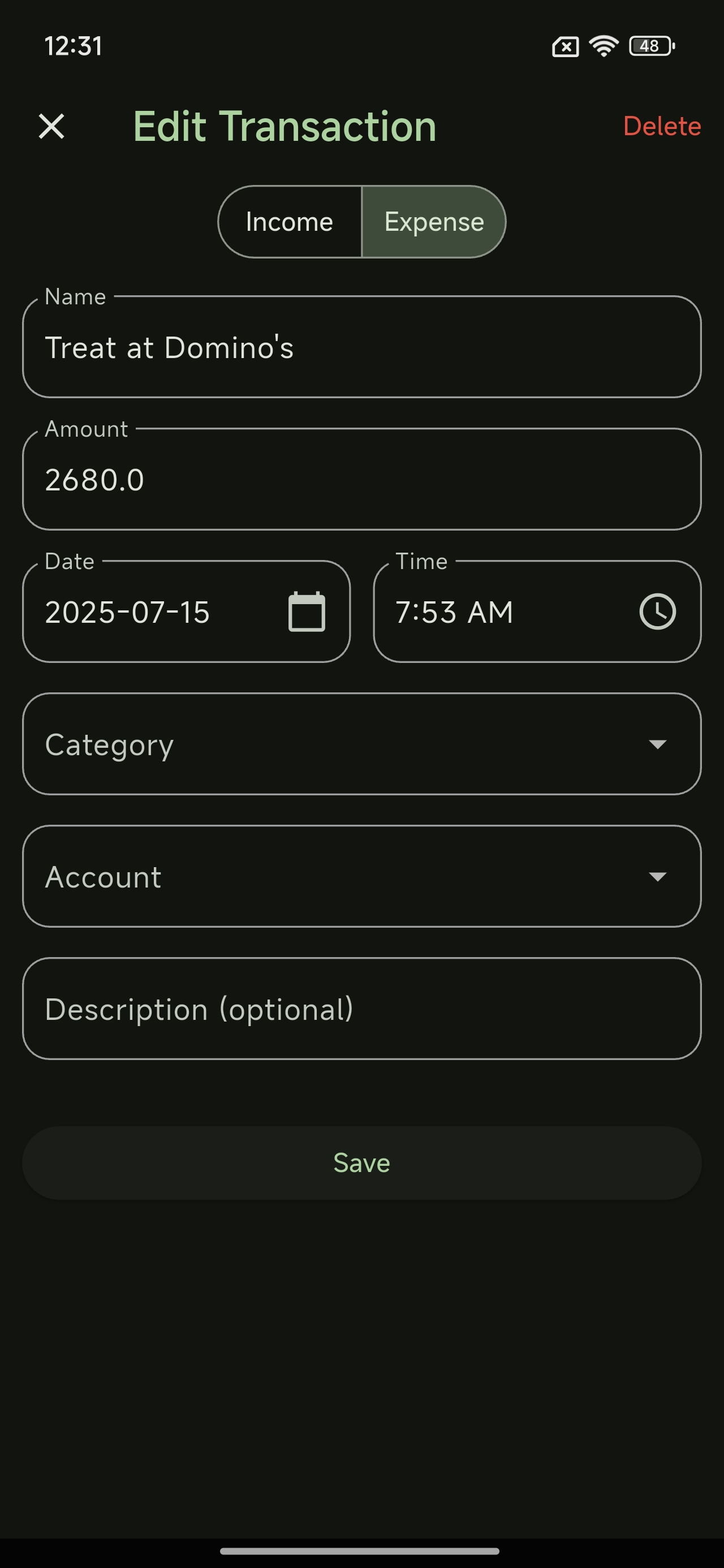 Transaction Edit